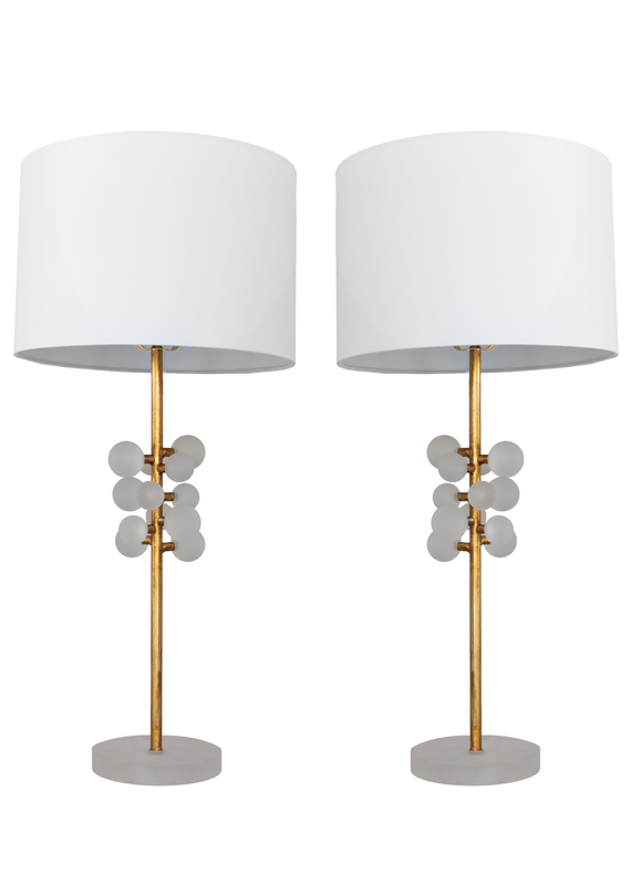 Pair of Gold Lamps with Lucite Ball Cluster Detail