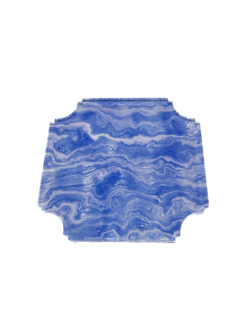 Lucite Blue Agate Coasters Set