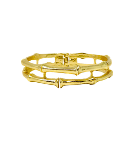 Gold Double Bamboo Bangle Bracelet