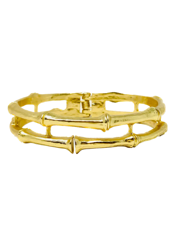 Gold Double Bamboo Bangle Bracelet