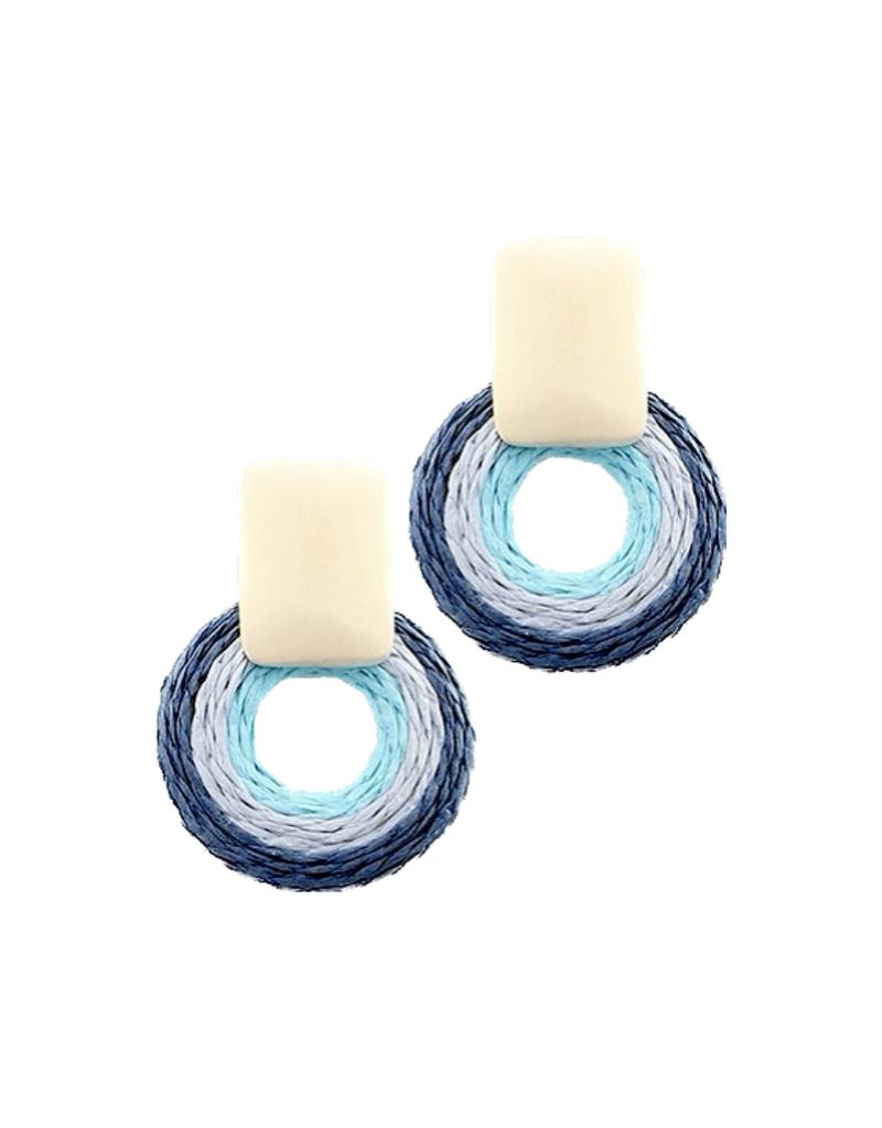 Blue Stripe Ring Earrings