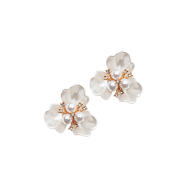 Pearlescent Ivory Flower Earrings