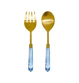 Serving Set with Blue Acrylic Handles