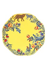 Set of 6 Cheetah Yellow Salad Plates with Floral Design