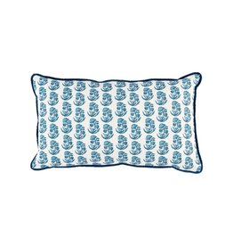 Blue & White Floral Pattern Lumbar Pillow