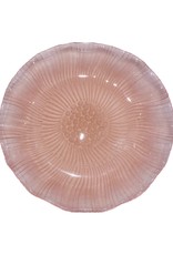 Vintage Set of 6 Wavy Pink Glass Flower Plates
