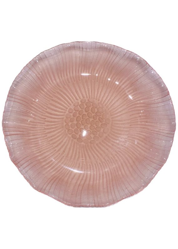 Vintage Set of 6 Wavy Pink Glass Flower Plates