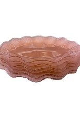 Vintage Set of 6 Wavy Pink Glass Flower Plates