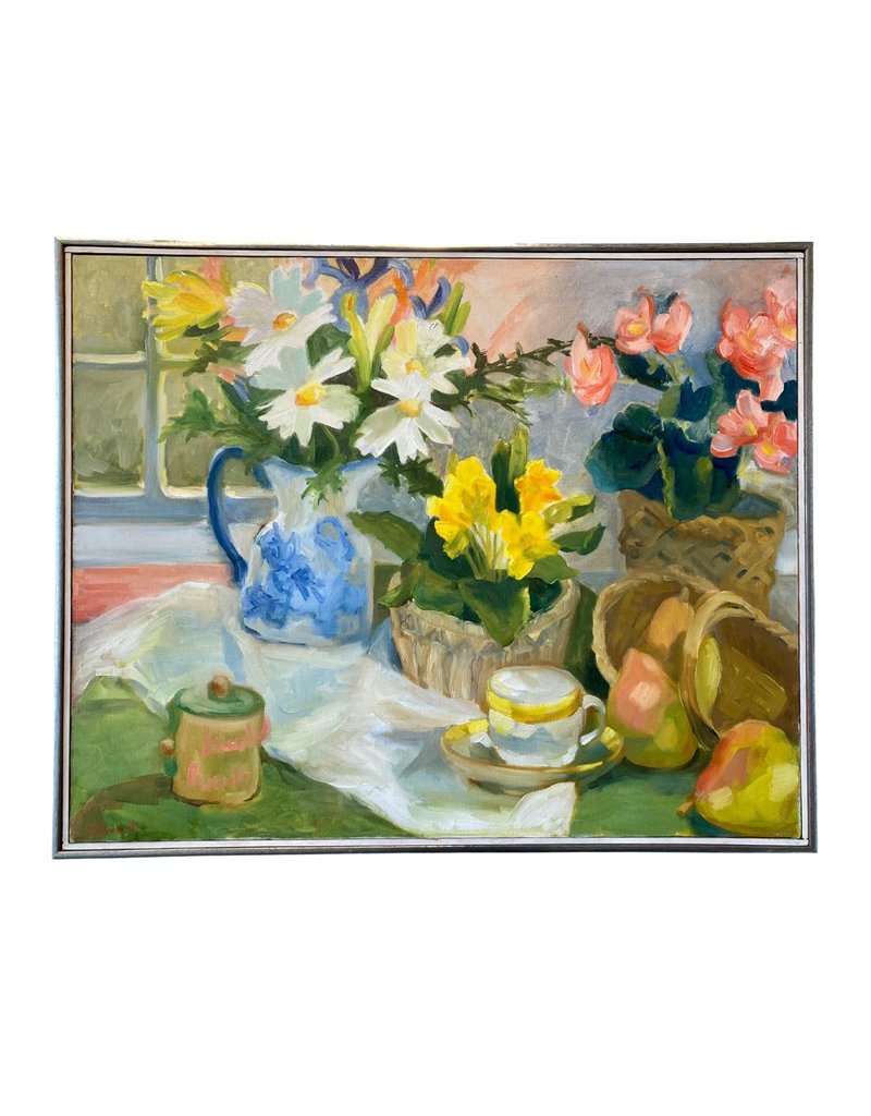 Vintage Primroses, Daisies & Begonias Painting
