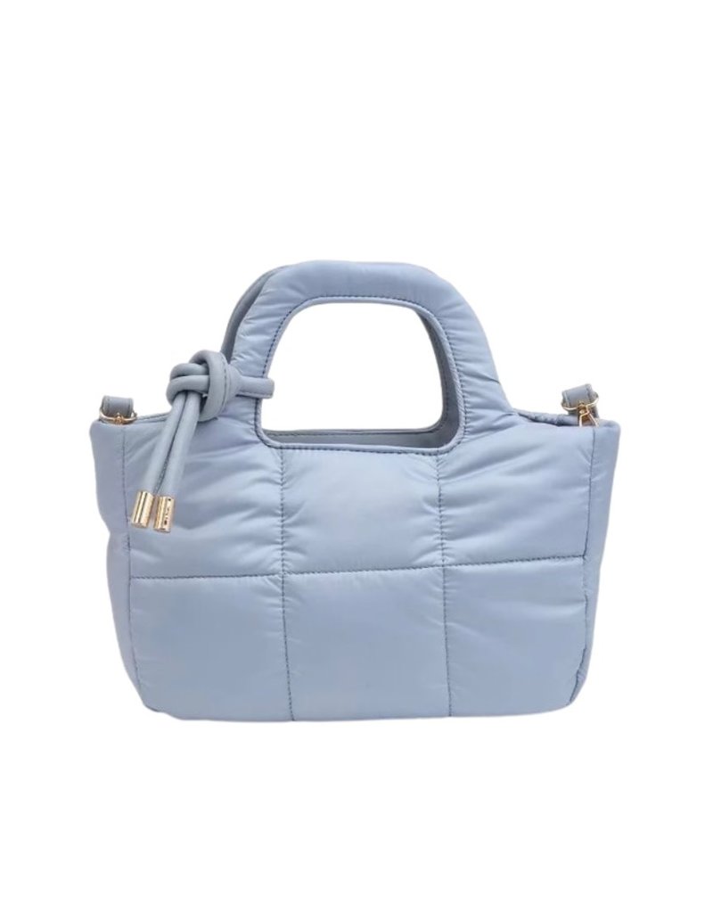 Light Blue Quilted Crossbody Mini Tote
