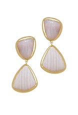 Agate Gold Double Drop Earrings