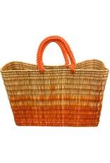 Orange Ombré Straw Shopper Tote