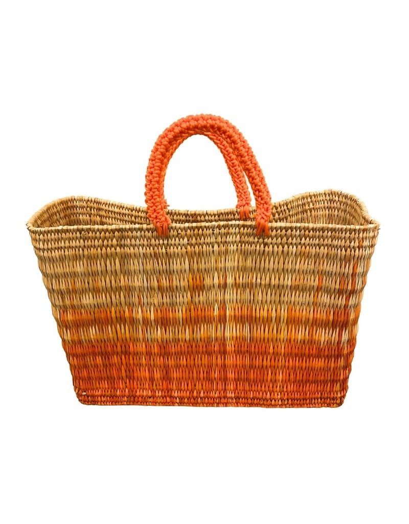 Orange Ombré Straw Shopper Tote