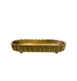 Gold Oval Fluted Tray with Round Feet