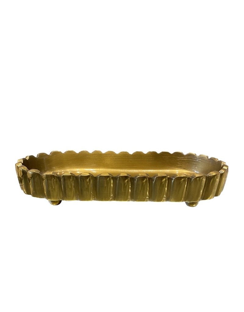 Gold Oval Fluted Tray with Round Feet