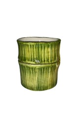 Vintage Green Ceramic Bamboo Stalk Planter