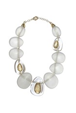 Clear & Frosted Abstract Necklace with Gold Detail