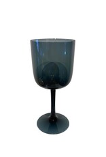 Vintage Set of 8 Smokey Blue Footed Wine Glasses