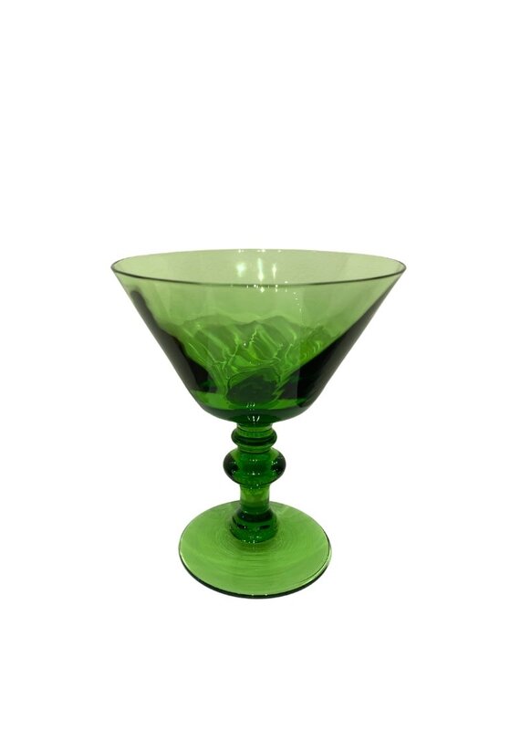 Set of 8 Vintage Green Champagne Glasses