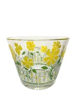 Vintage Glass Ice Bucket with Yellow Flowers