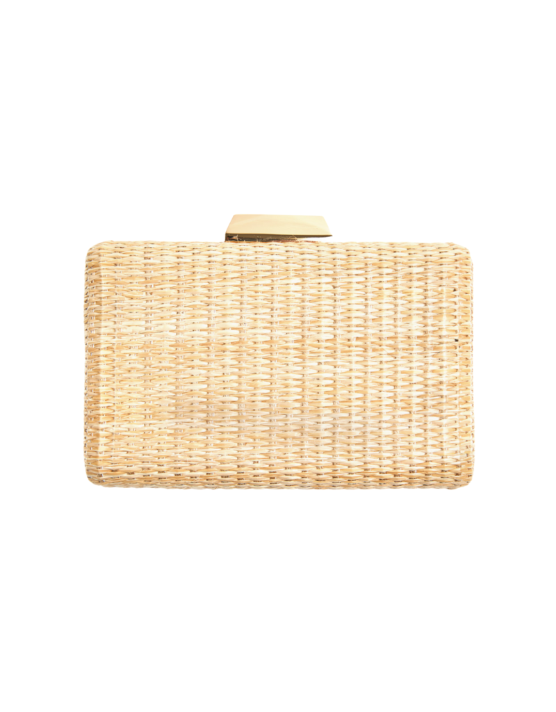 Raffia Straw Clutch with Gold Clasp Found