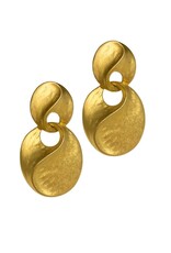 Vintage Matte Gold Swirl Disk Earrings