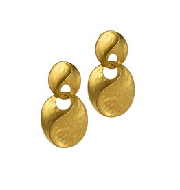 Vintage Matte Gold Swirl Disk Earrings