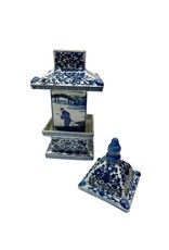 Blue & White Pair of Ceramic Pagodas