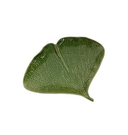 Green Ceramic Ginkgo Leaf Tray
