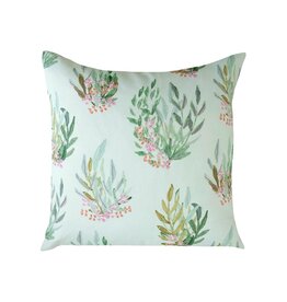 Light Green Leafy Floral Square Pillow