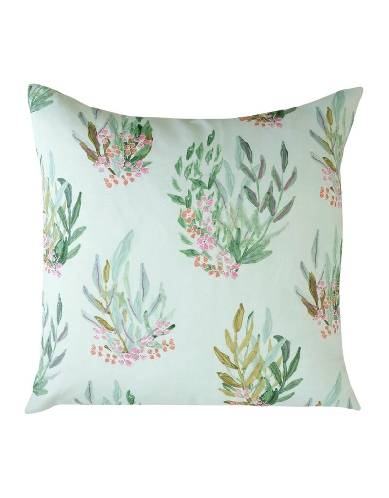 Light Green Leafy Floral Square Pillow