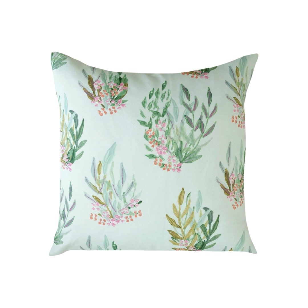 Seafoam Floral Square Throw Pillow - Clearance - 18L x 18W Square