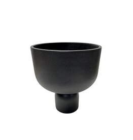 Large Matte Black Footed Ceramic Vase