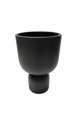 Medium Matte Black Footed Ceramic Vase