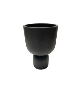 Medium Matte Black Footed Ceramic Vase