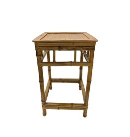 Vintage Square Bamboo Side Table