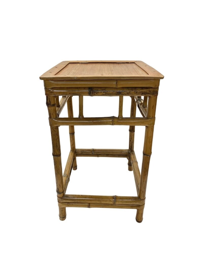 Vintage Square Bamboo Side Table