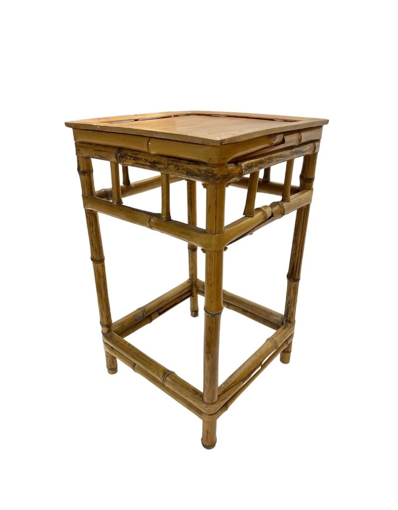 Vintage Square Bamboo Side Table