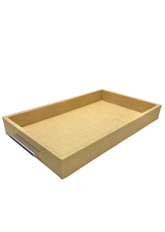 Small Raffia Wrapped Tray with Handles