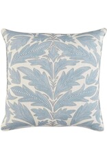 Pale Blue Dotted Leaf Square Pillow