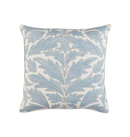 Pale Blue Dotted Leaf Square Pillow