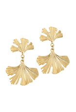 Gold Double Ginkgo Leaf Earrings