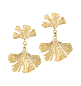 Gold Double Ginkgo Leaf Earrings