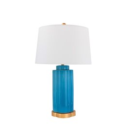 Turquoise Round Clover Lamp with Gold Base