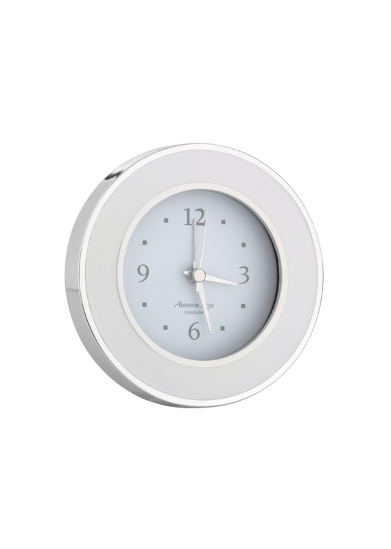 White & Silver Enamel Round Clock