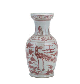 Pink Ceramic Decorative Vase with Birds