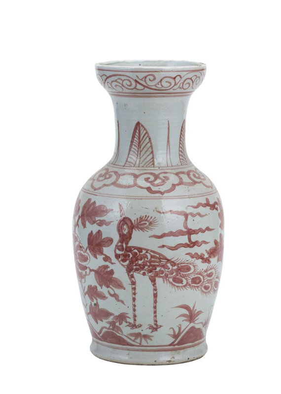 Pink Ceramic Decorative Vase with Birds