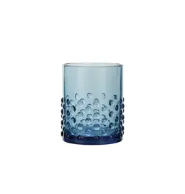 Set of 6 Blue Double Old Fashioned Hobnail Glasses
