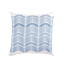 Wavy Thin Blue Striped Square Pillow