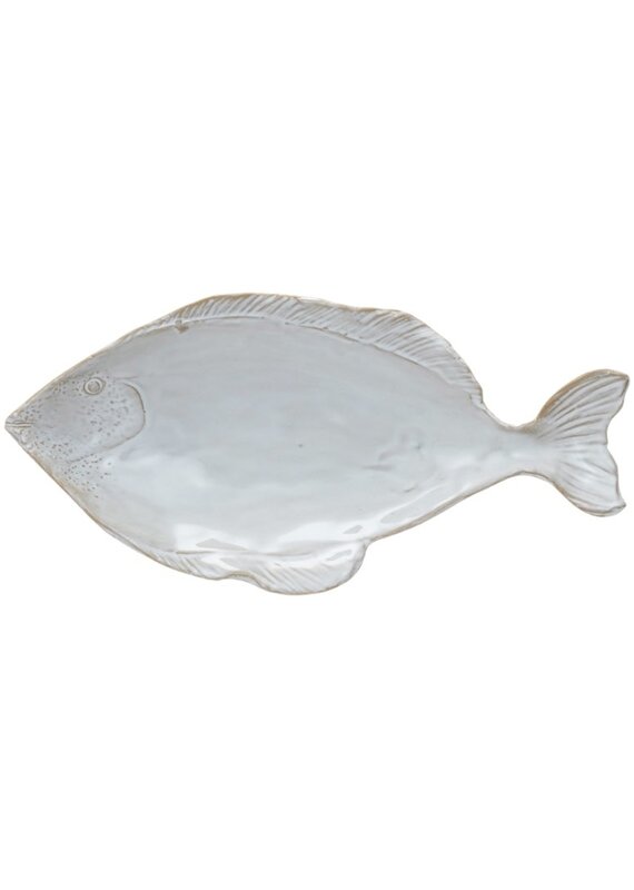 White Ceramic Flat Fish Dish